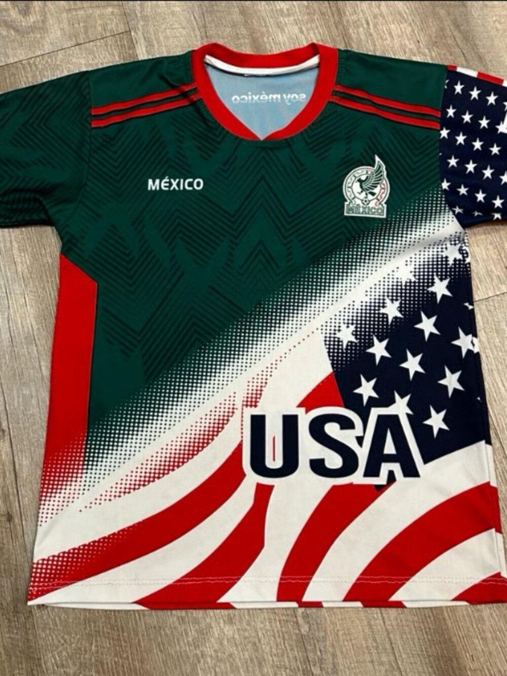 Mexico USA Flag Jersey T-Shirt Unisex